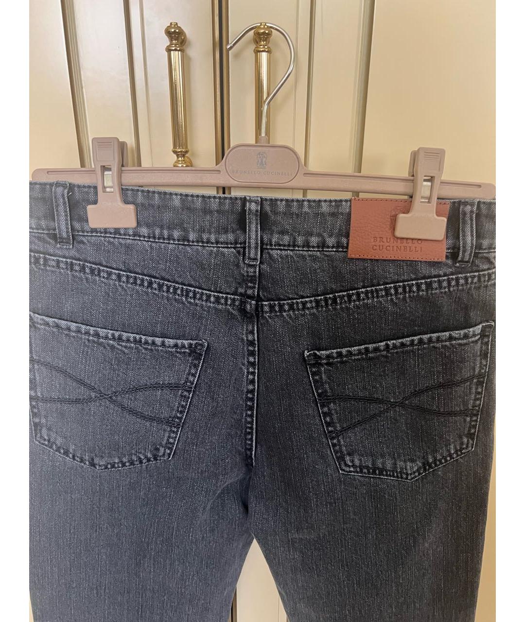 BRUNELLO CUCINELLI Серые хлопковые прямые джинсы, фото 3