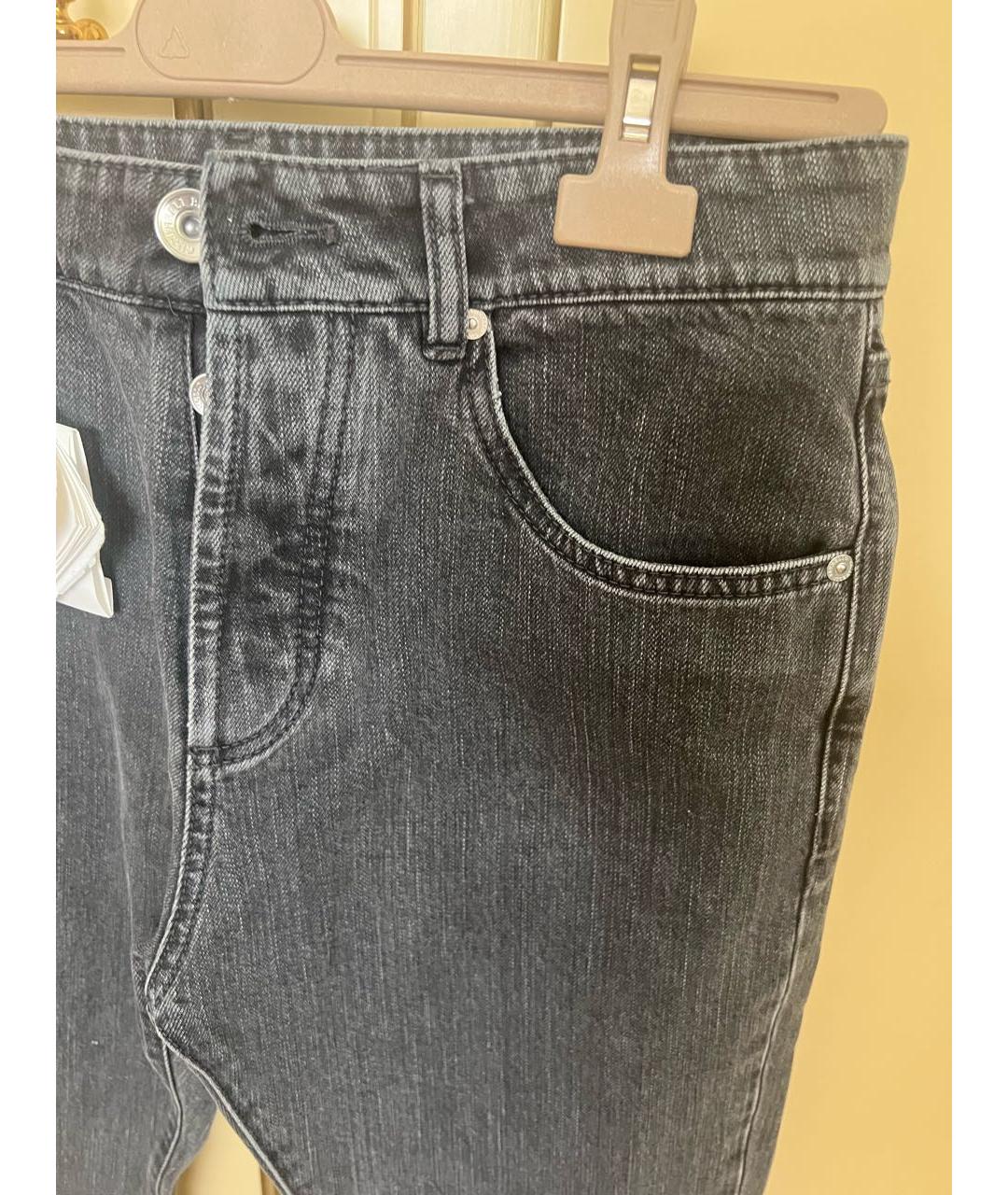 BRUNELLO CUCINELLI Серые хлопковые прямые джинсы, фото 4