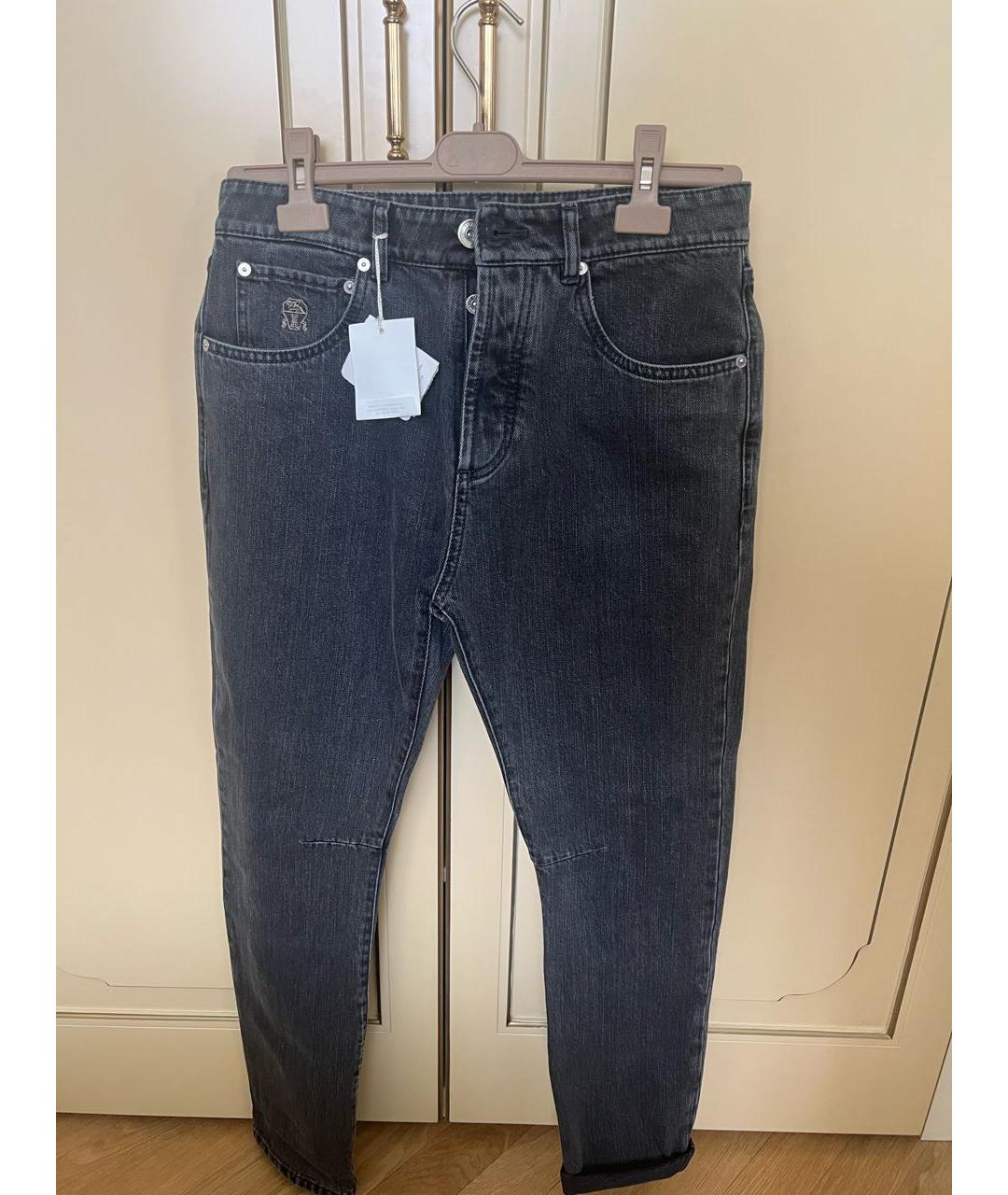 BRUNELLO CUCINELLI Серые хлопковые прямые джинсы, фото 5