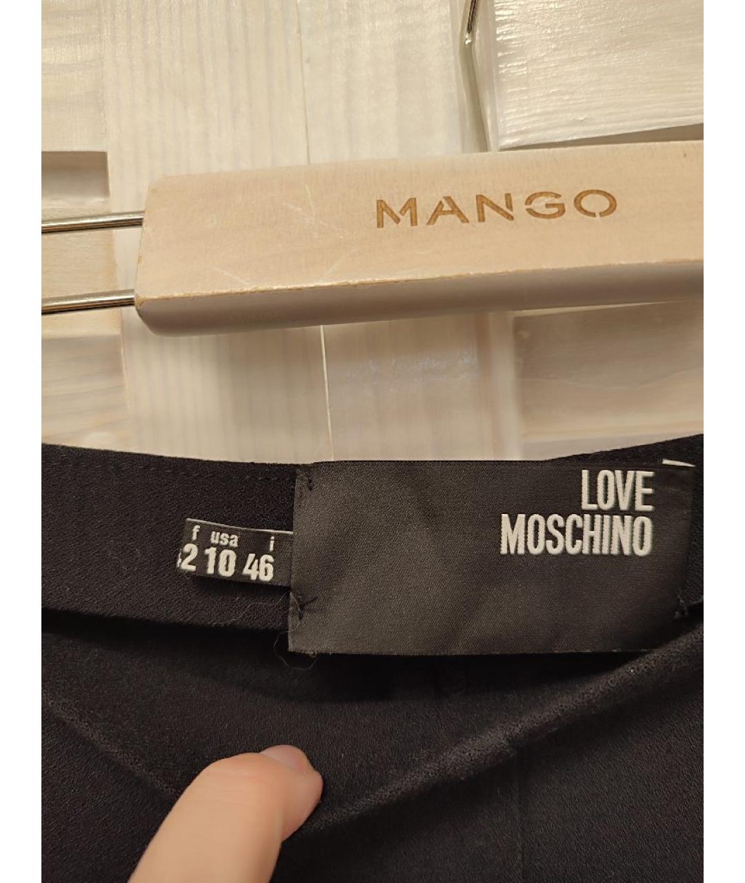 LOVE MOSCHINO Черные шерстяные брюки узкие, фото 2