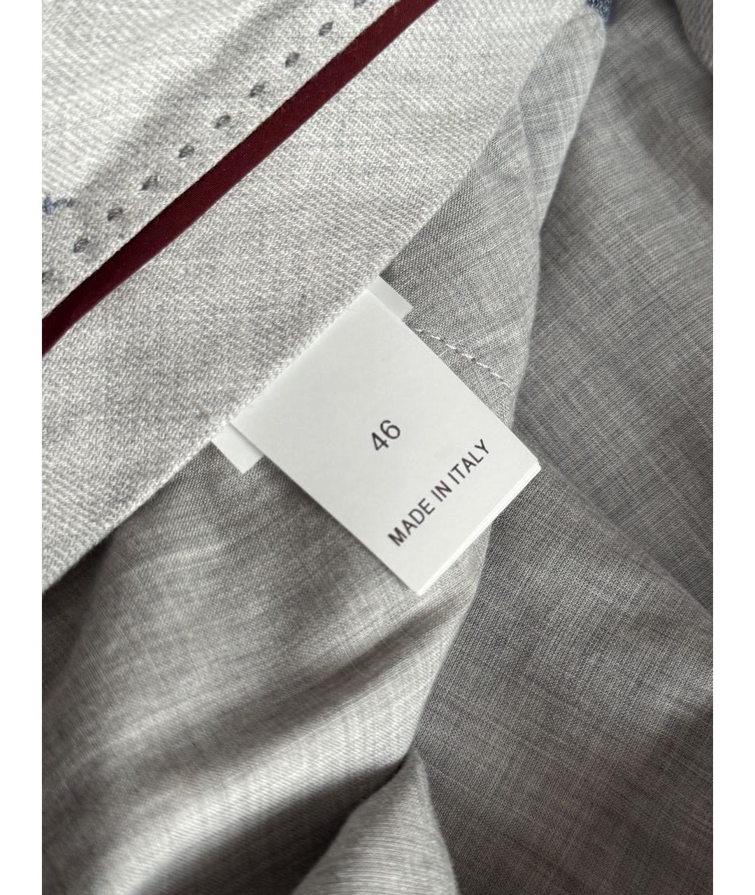 BRUNELLO CUCINELLI Голубые льняные повседневные брюки, фото 6