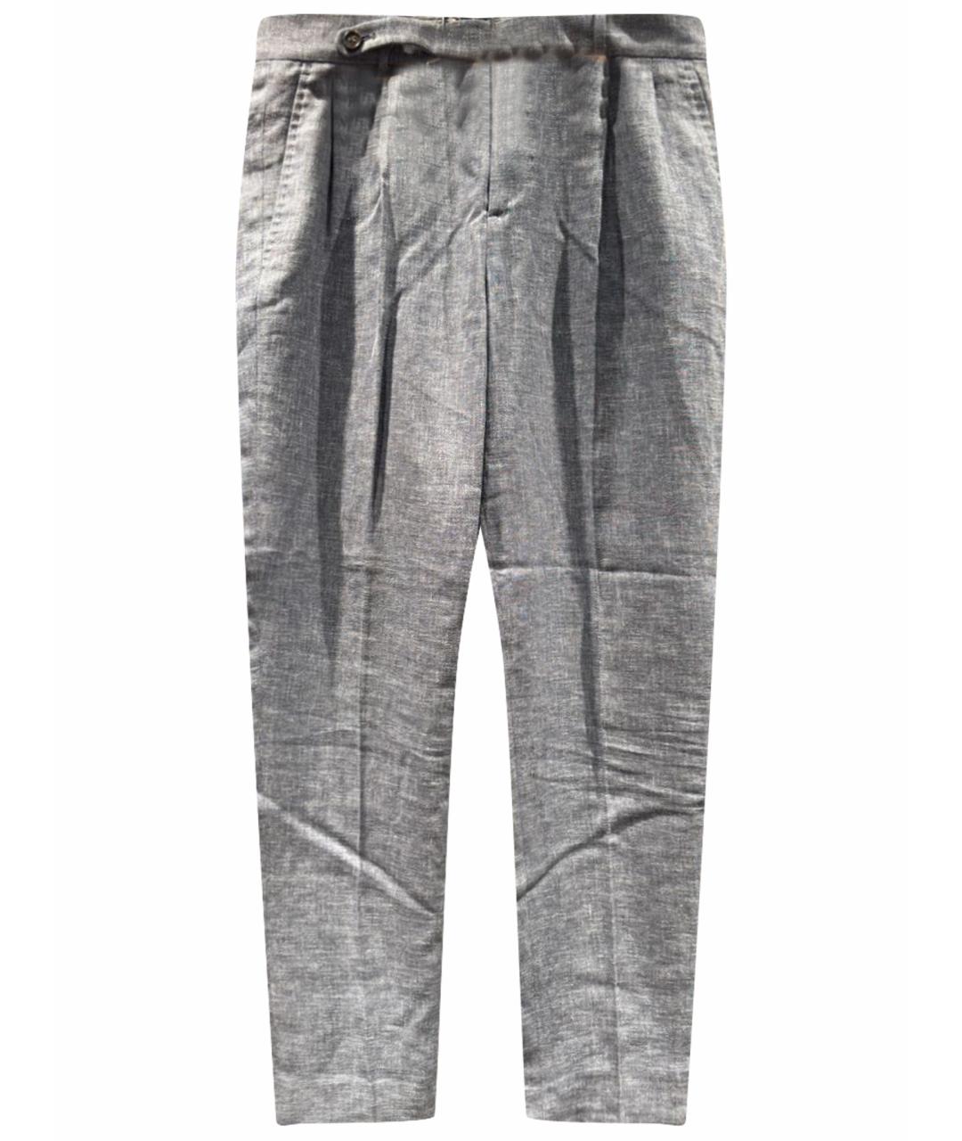BRUNELLO CUCINELLI Голубые льняные повседневные брюки, фото 1