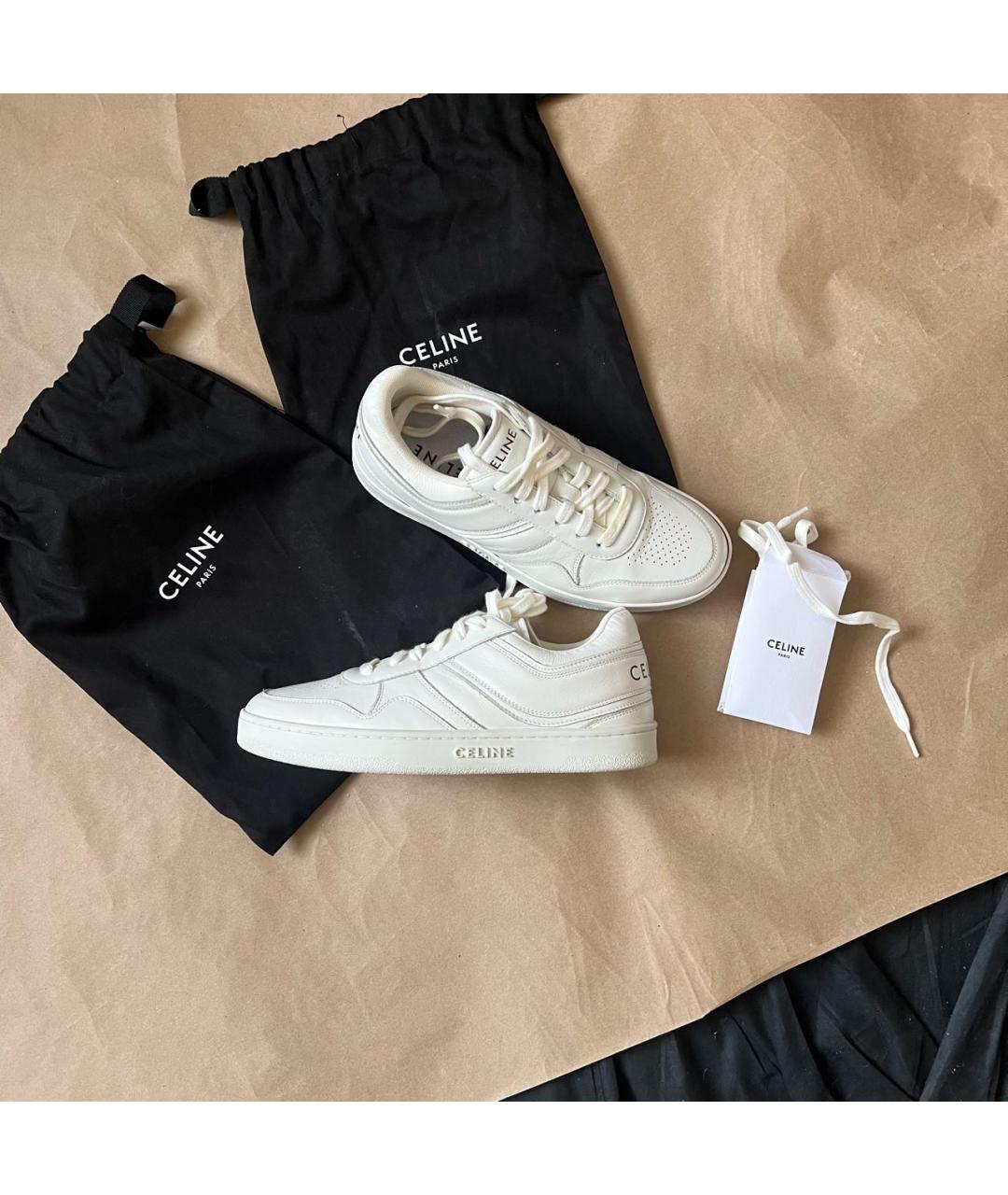 CELINE Белые кожаные кроссовки, фото 2