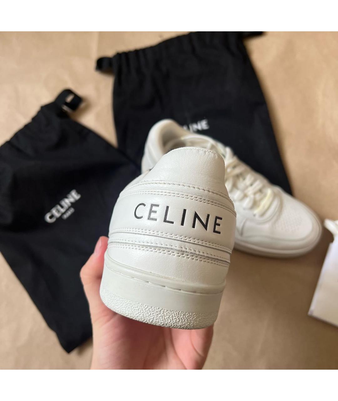 CELINE Белые кожаные кроссовки, фото 4