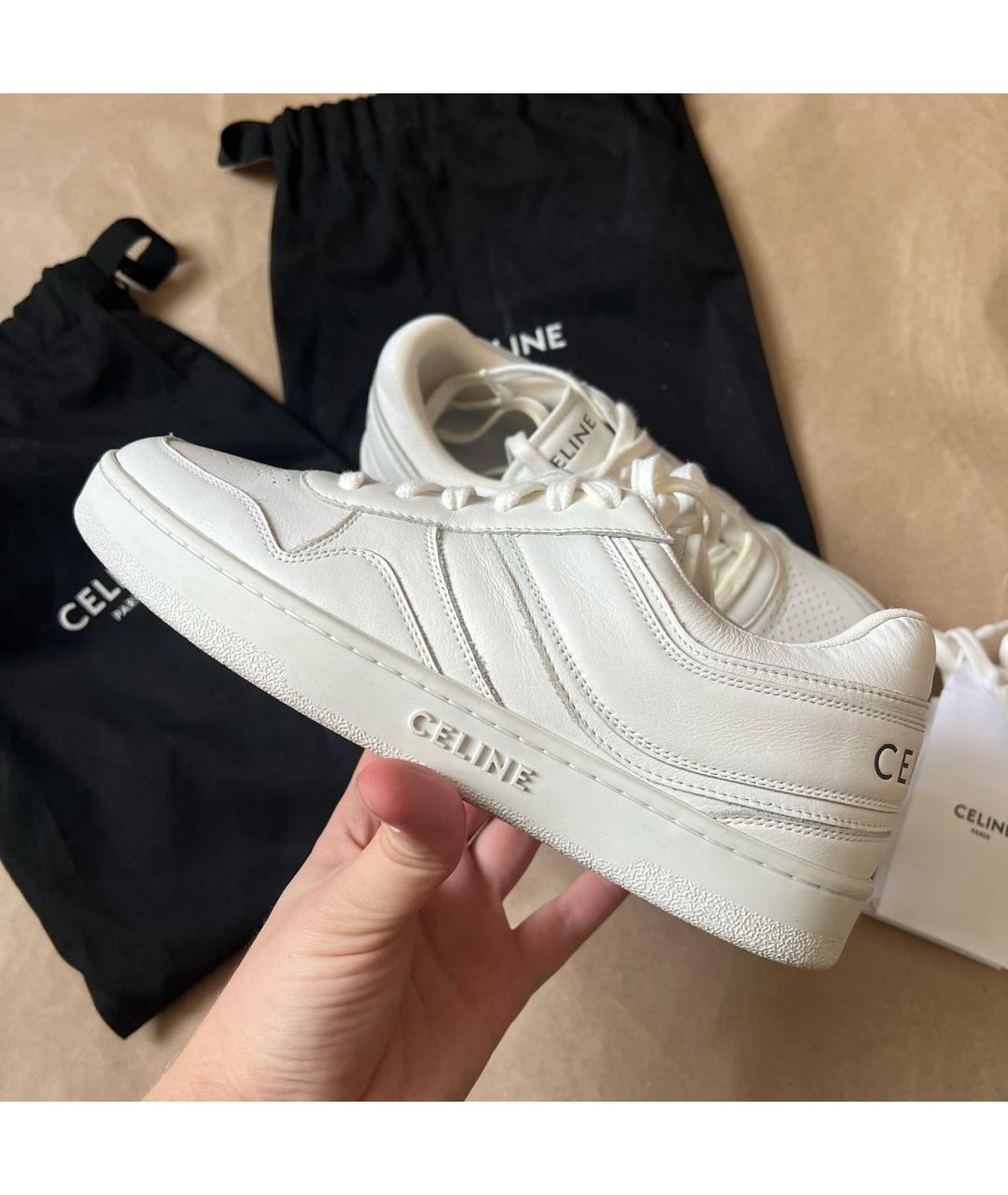 CELINE Белые кожаные кроссовки, фото 3