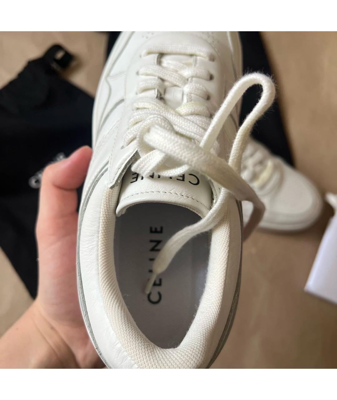 CELINE Белые кожаные кроссовки, фото 5