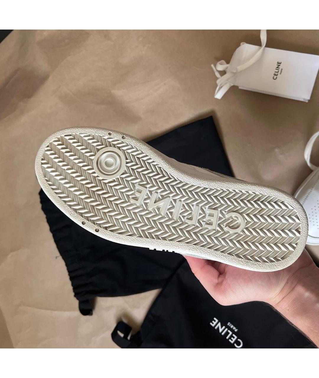 CELINE Белые кожаные кроссовки, фото 7