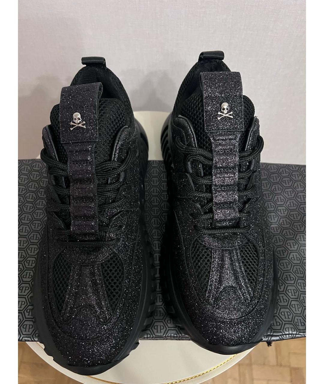 PHILIPP PLEIN Черные текстильные низкие кроссовки / кеды, фото 3