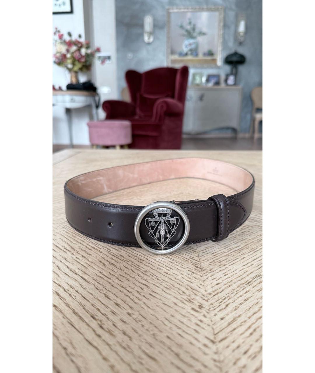 GUCCI Коричневый кожаный ремень, фото 8