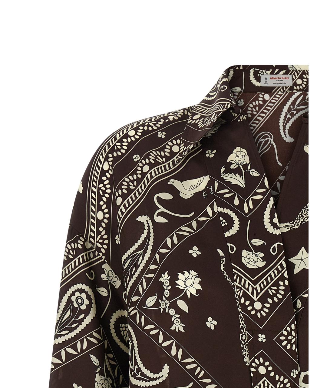 ALBERTO BIANI Коричневая шелковая блузы, фото 3