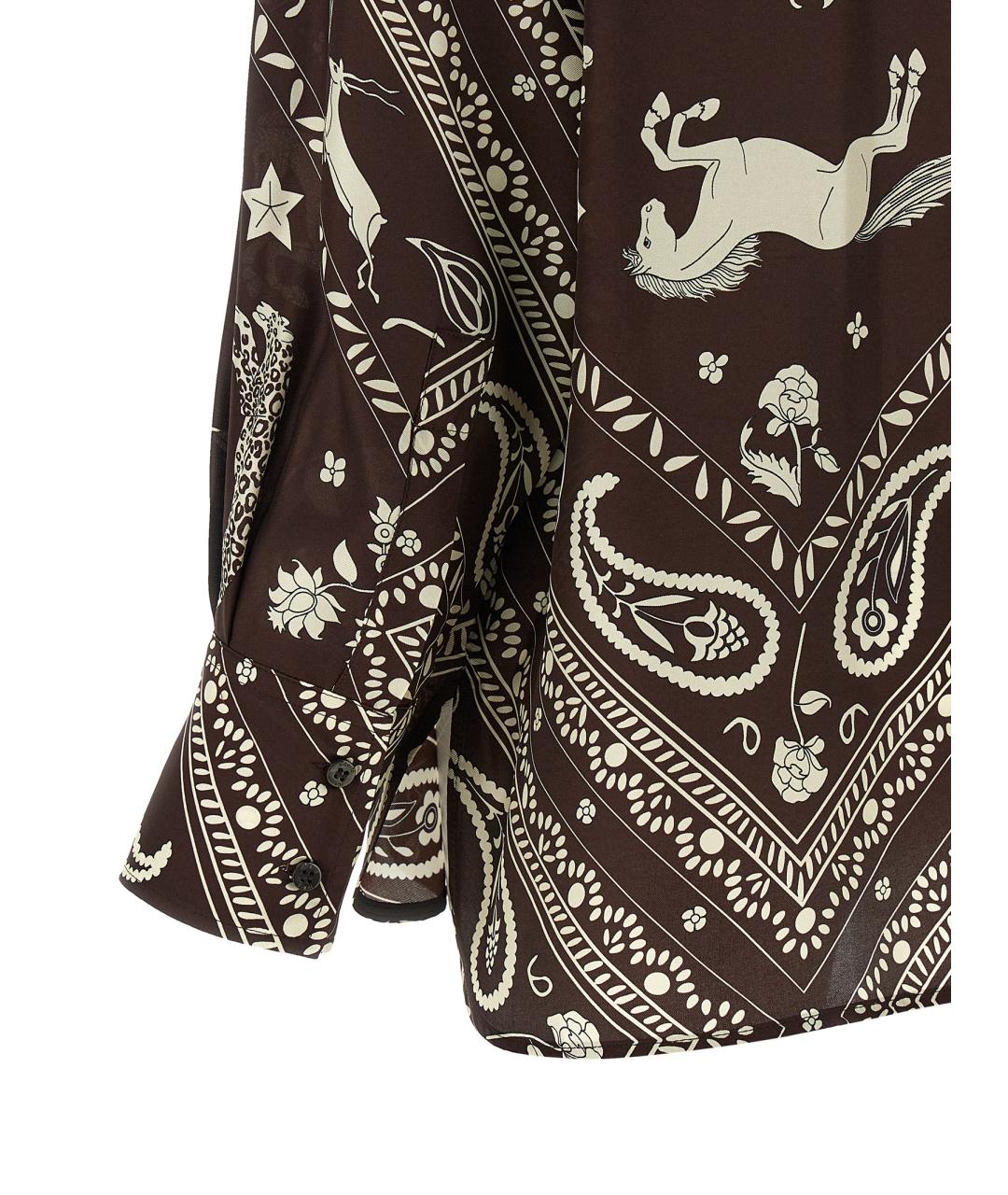 ALBERTO BIANI Коричневая шелковая блузы, фото 4