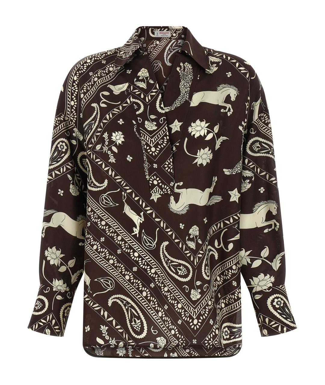 ALBERTO BIANI Коричневая шелковая блузы, фото 1