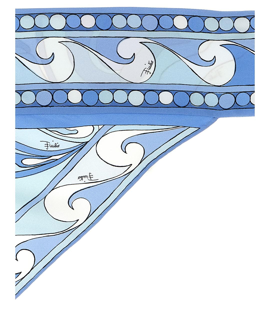 EMILIO PUCCI Голубой шелковый шарф, фото 2