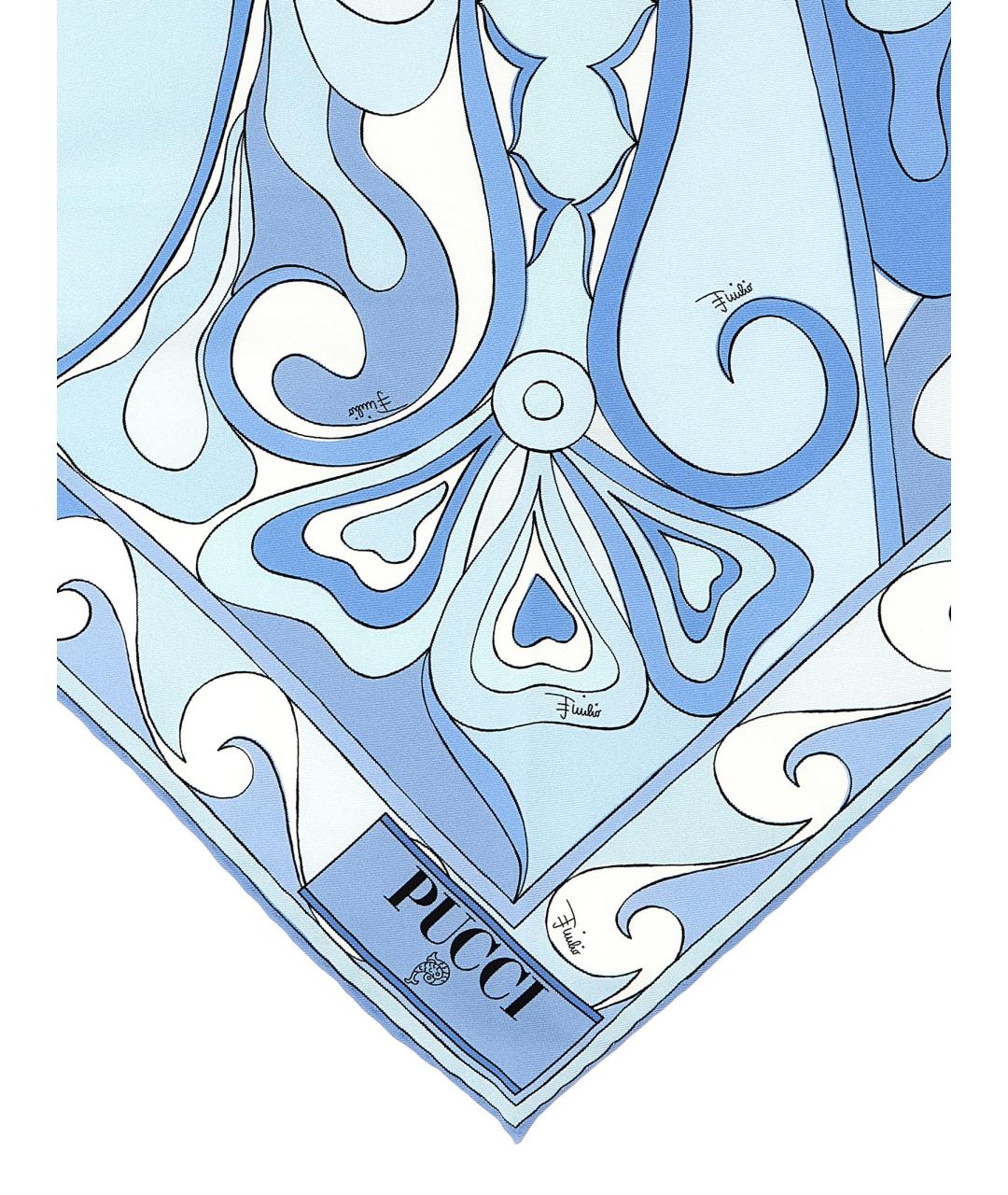 EMILIO PUCCI Голубой шелковый шарф, фото 3