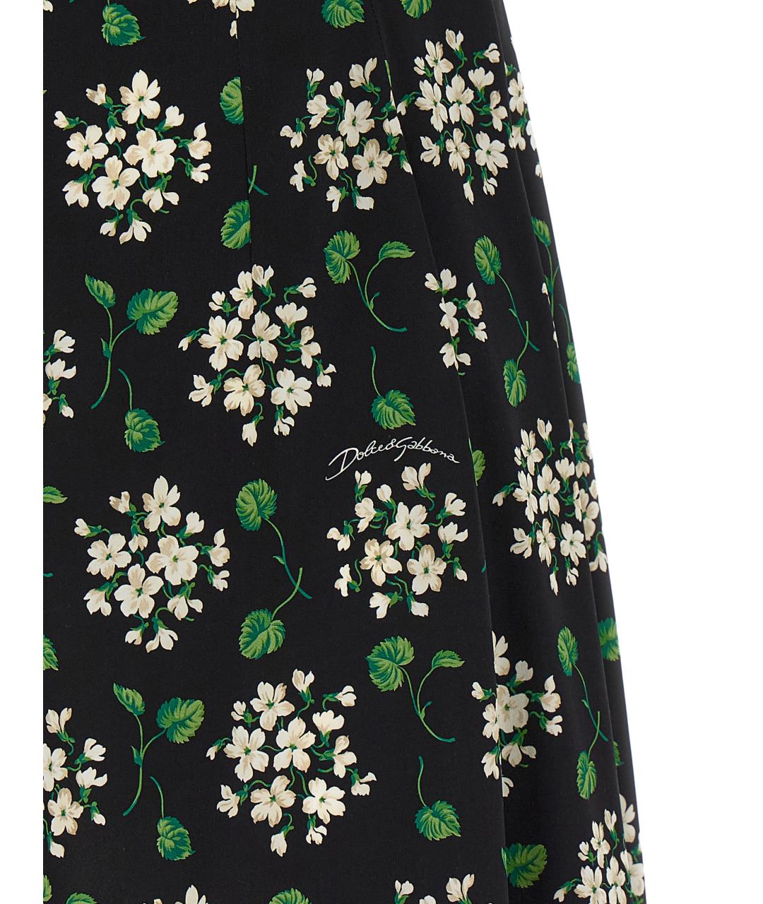 DOLCE&GABBANA Черное шелковое повседневное платье, фото 4