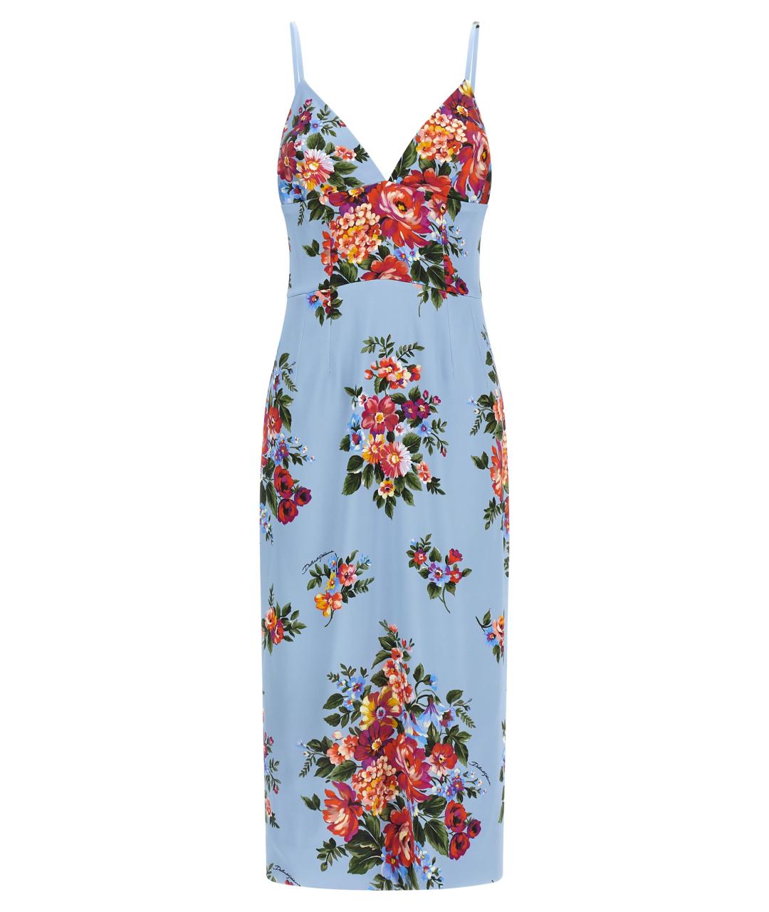 DOLCE&GABBANA Голубое вискозное платье, фото 1