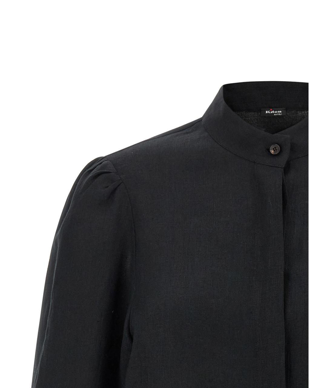 KITON Черная льняная блузы, фото 3