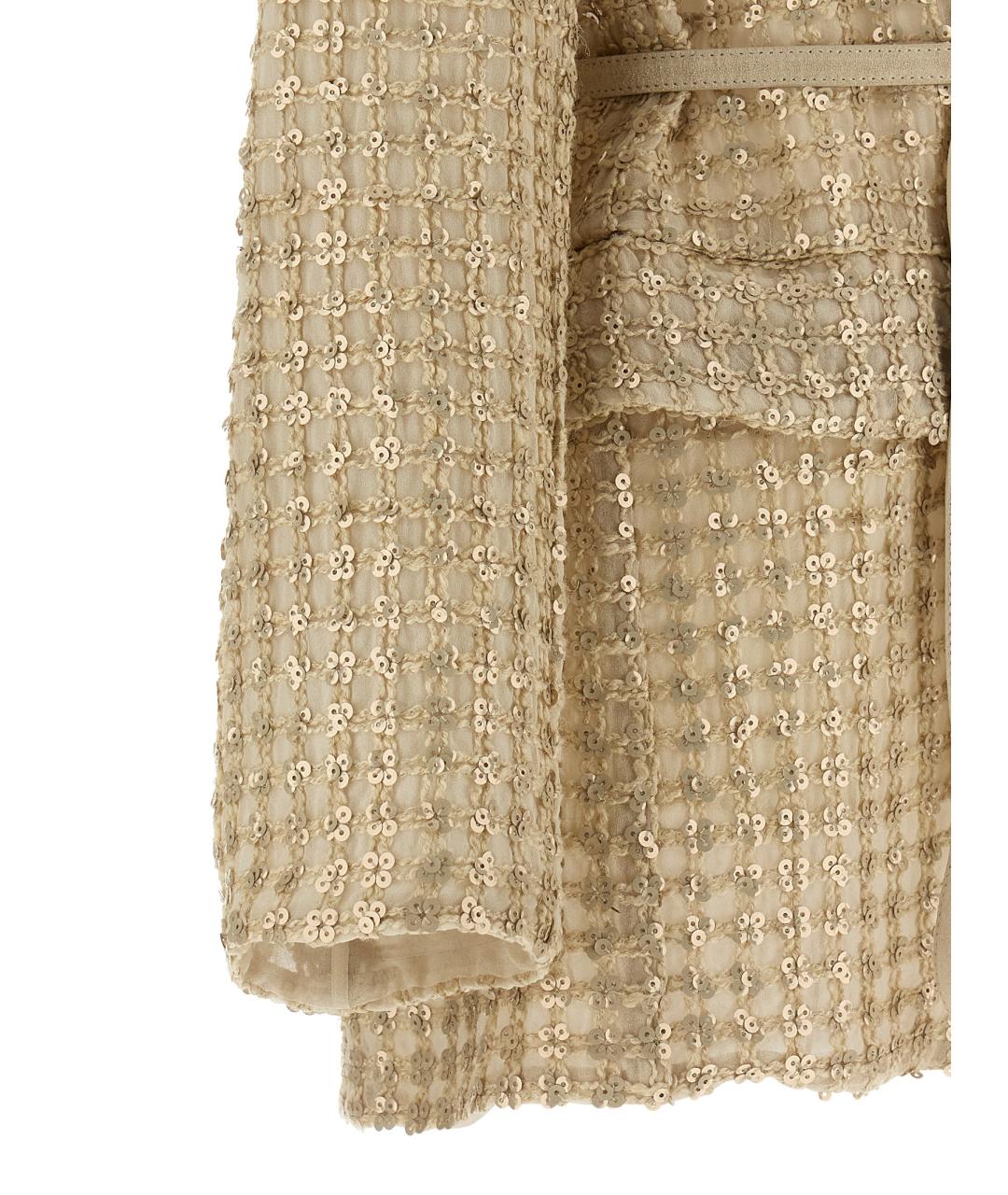 BRUNELLO CUCINELLI Бежевый шелковый кардиган, фото 4