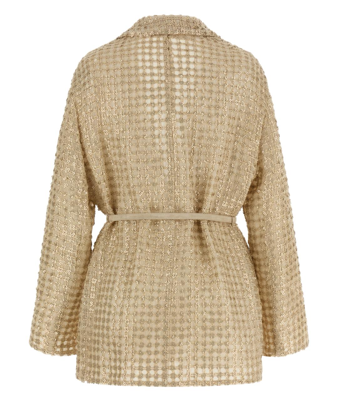 BRUNELLO CUCINELLI Бежевый шелковый кардиган, фото 2