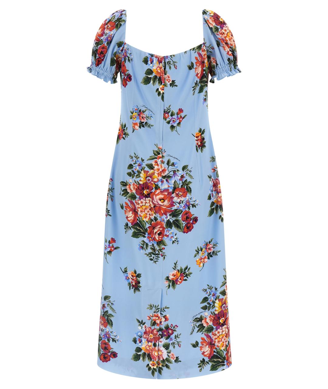 DOLCE&GABBANA Голубое шелковое платье, фото 2
