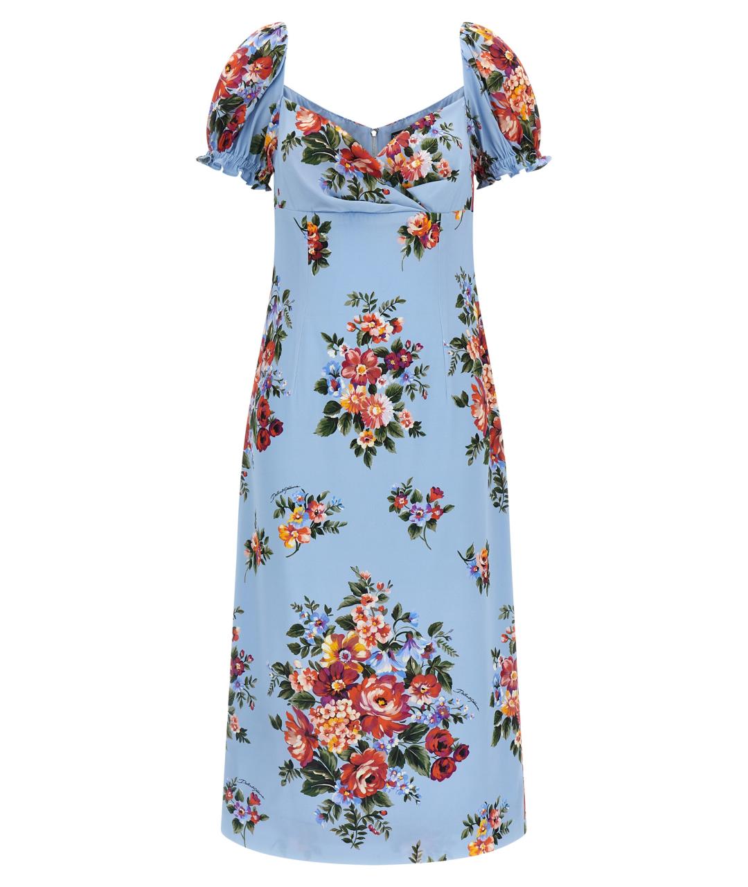 DOLCE&GABBANA Голубое шелковое платье, фото 1