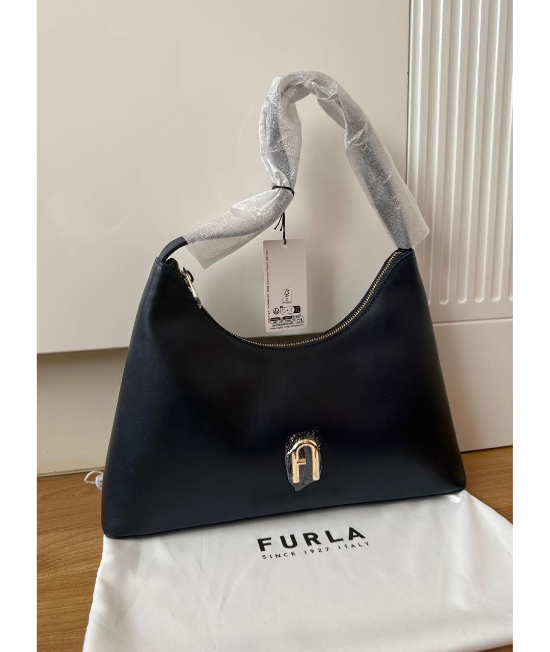 FURLA Темно-синяя кожаная сумка через плечо, фото 2