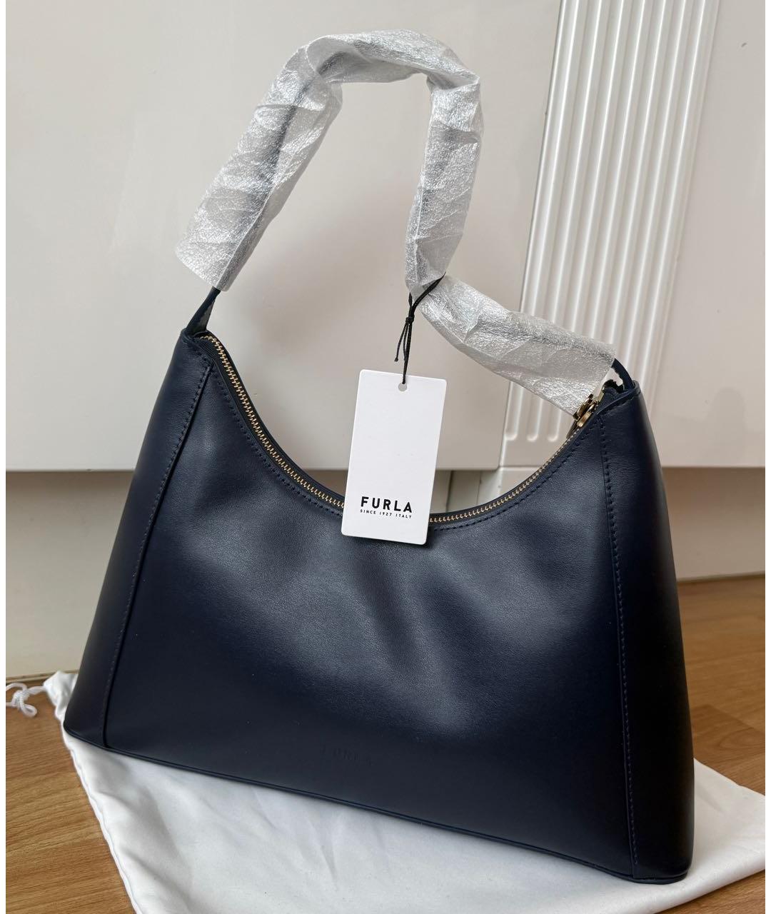 FURLA Темно-синяя кожаная сумка через плечо, фото 6