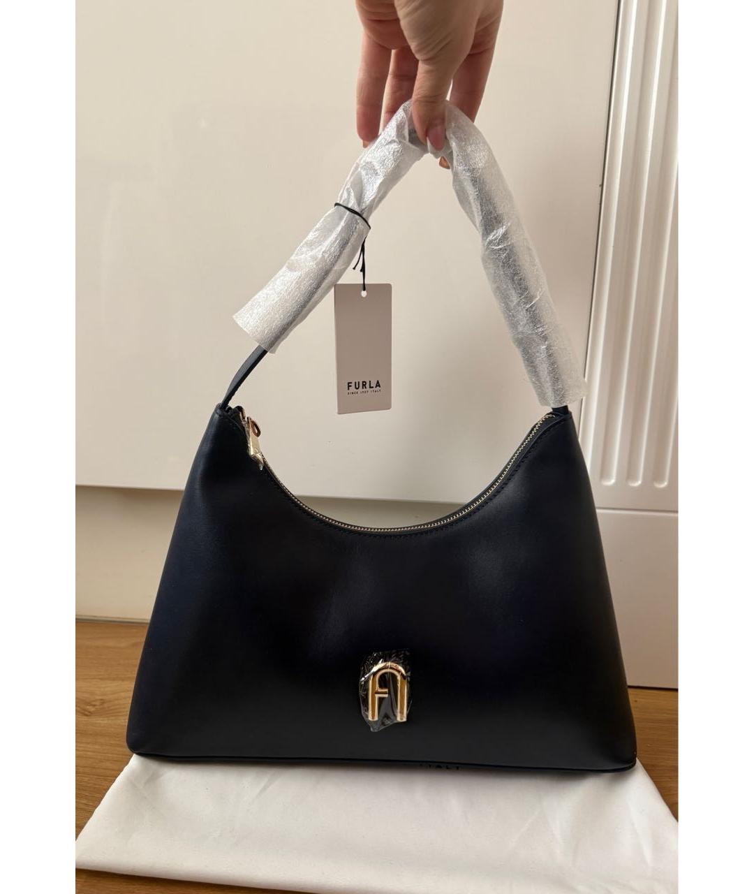 FURLA Темно-синяя кожаная сумка через плечо, фото 7