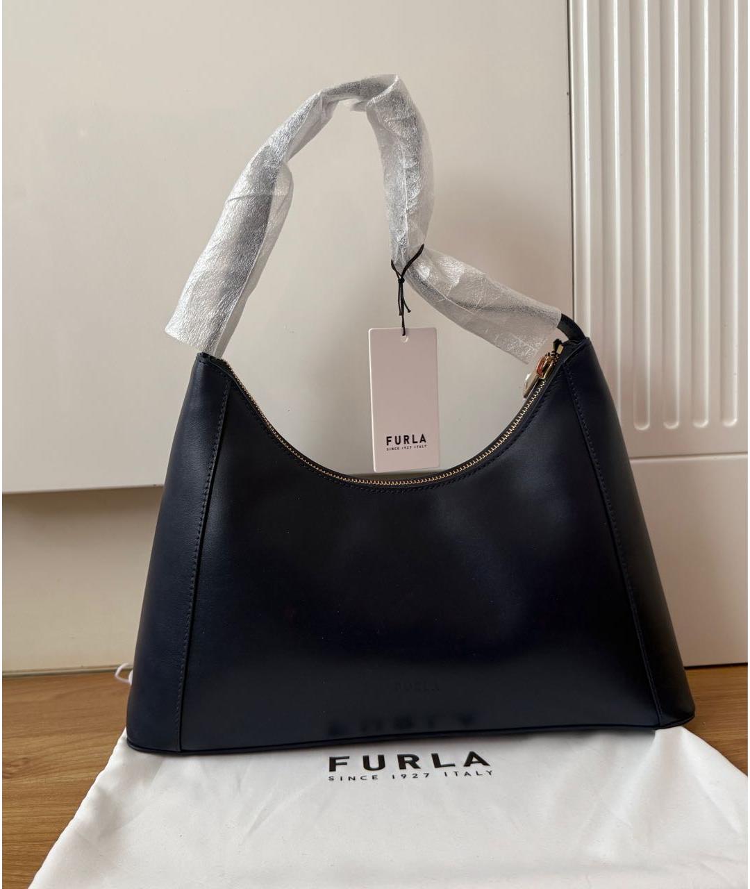 FURLA Темно-синяя кожаная сумка через плечо, фото 3