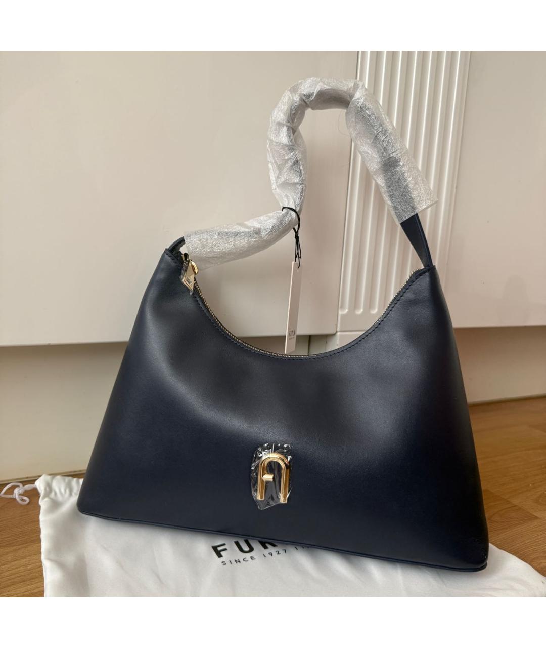 FURLA Темно-синяя кожаная сумка через плечо, фото 5