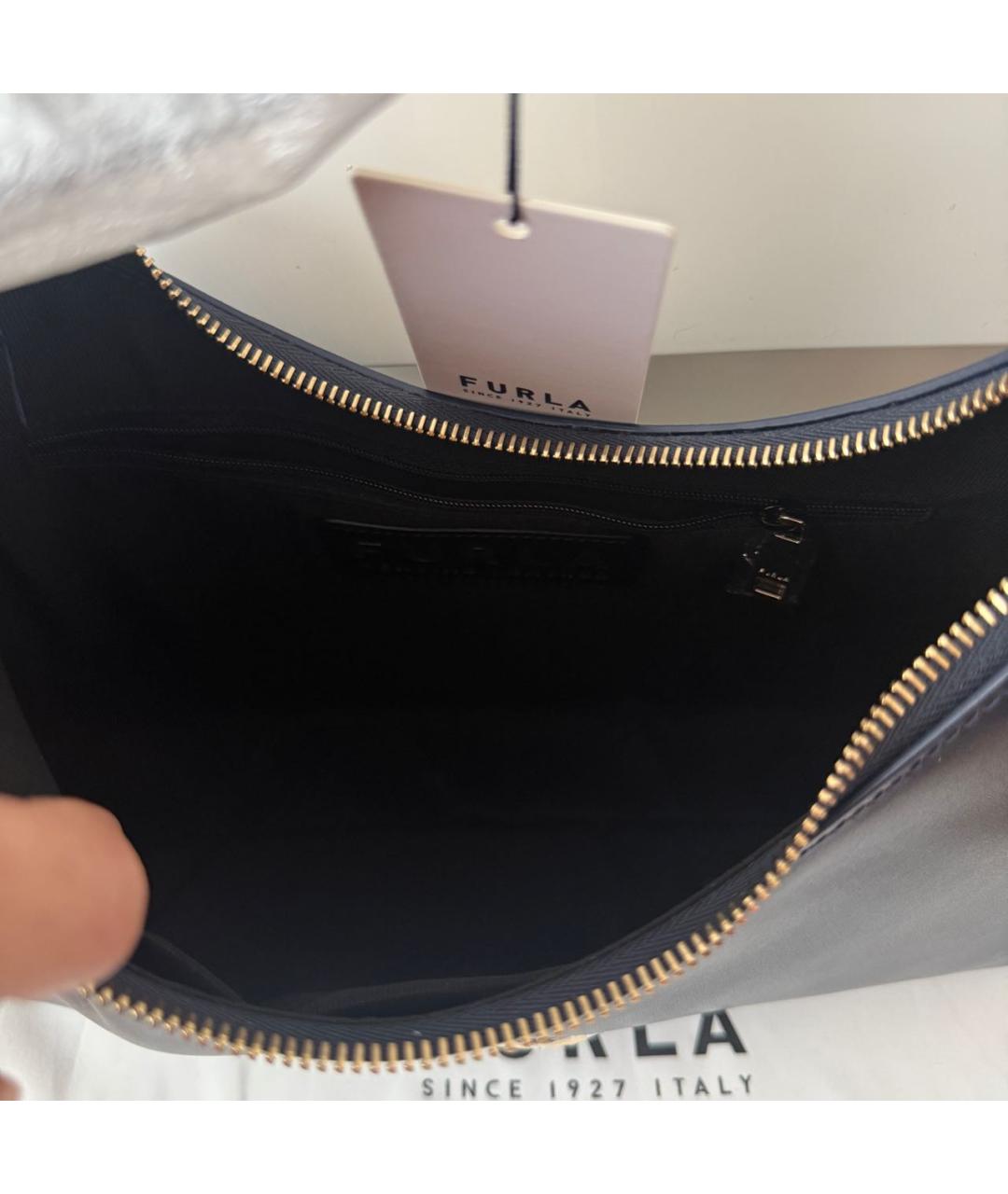 FURLA Темно-синяя кожаная сумка через плечо, фото 4