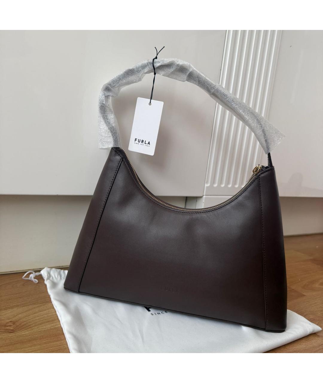 FURLA Коричневая кожаная сумка через плечо, фото 6