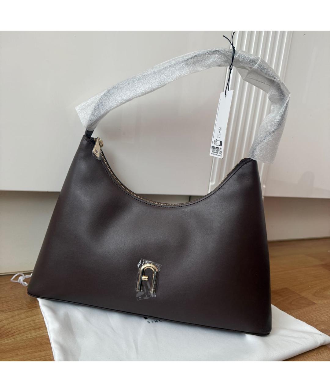 FURLA Коричневая кожаная сумка через плечо, фото 5