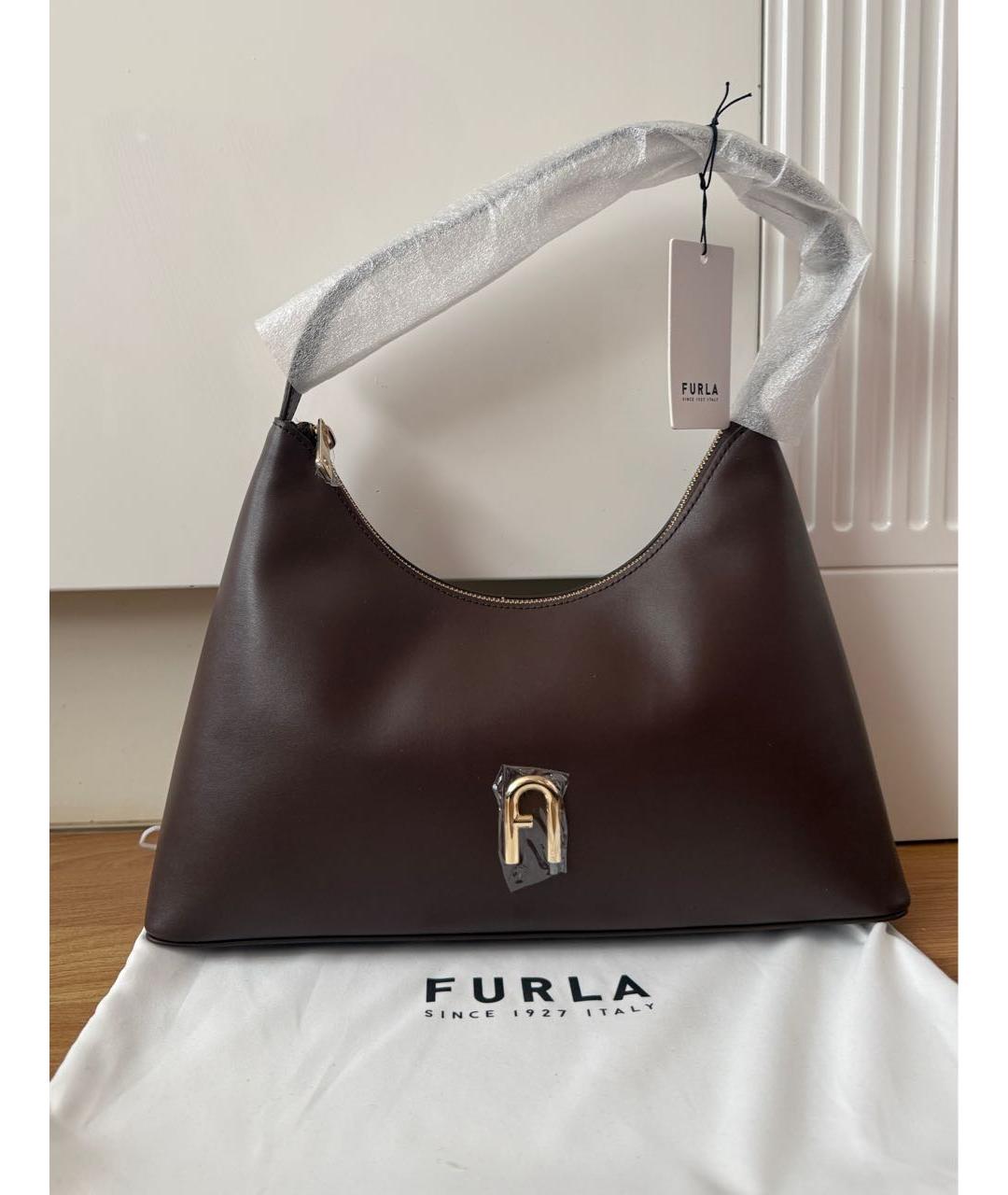 FURLA Коричневая кожаная сумка через плечо, фото 8