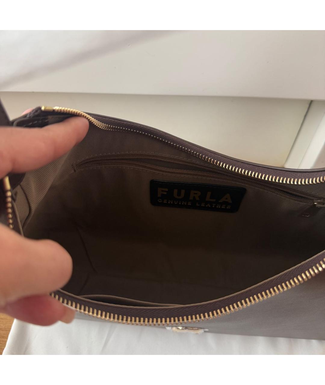 FURLA Коричневая кожаная сумка через плечо, фото 4