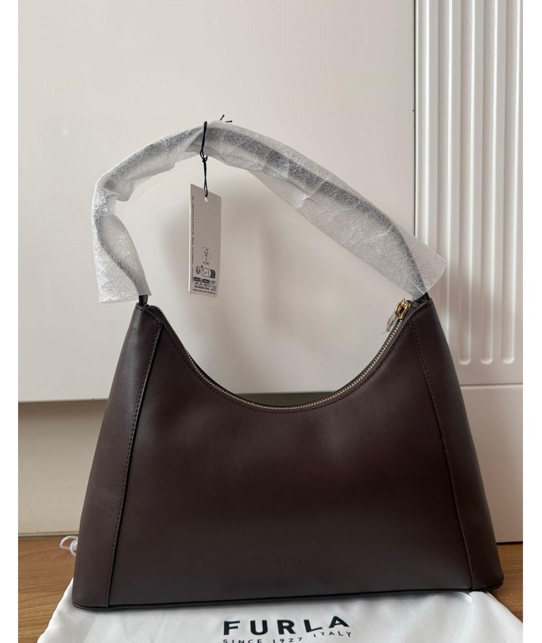 FURLA Коричневая кожаная сумка через плечо, фото 3