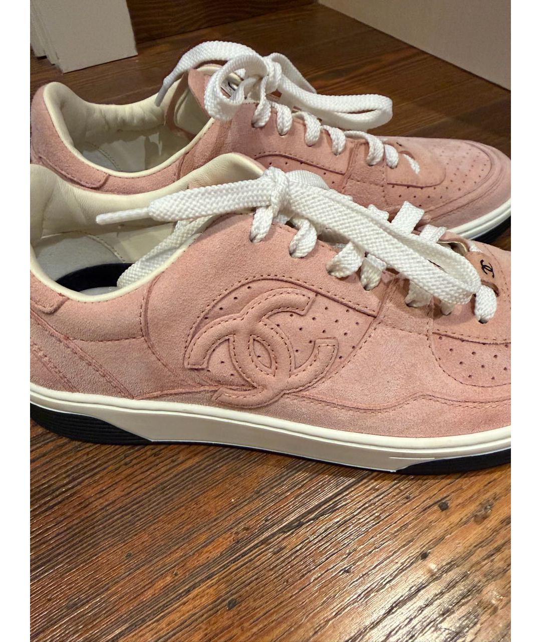 CHANEL Розовые замшевые кеды, фото 6