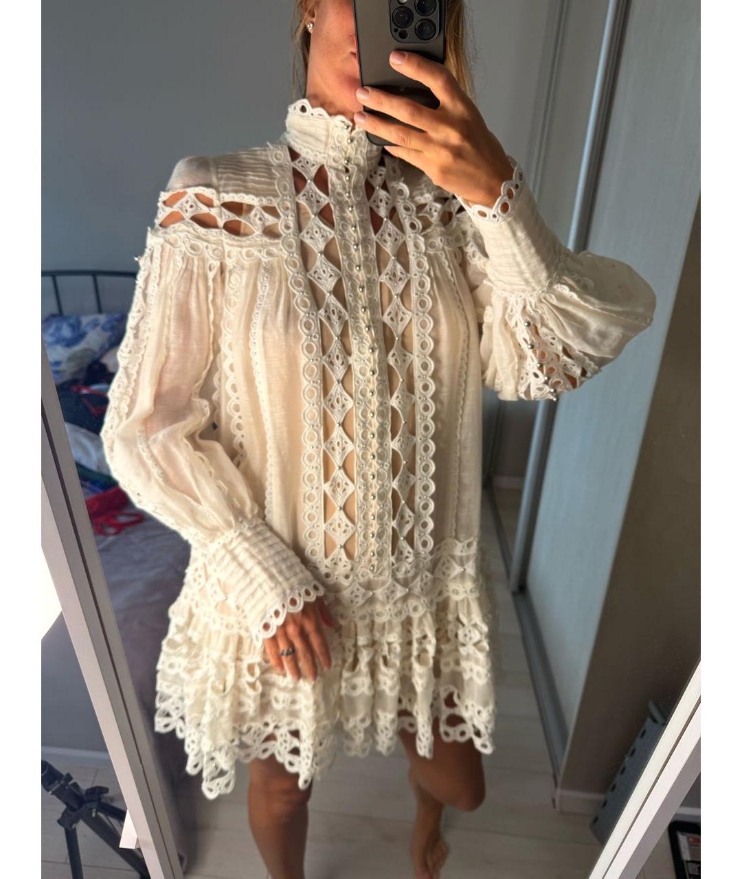 ZIMMERMANN Бежевое хлопковое вечернее платье, фото 7