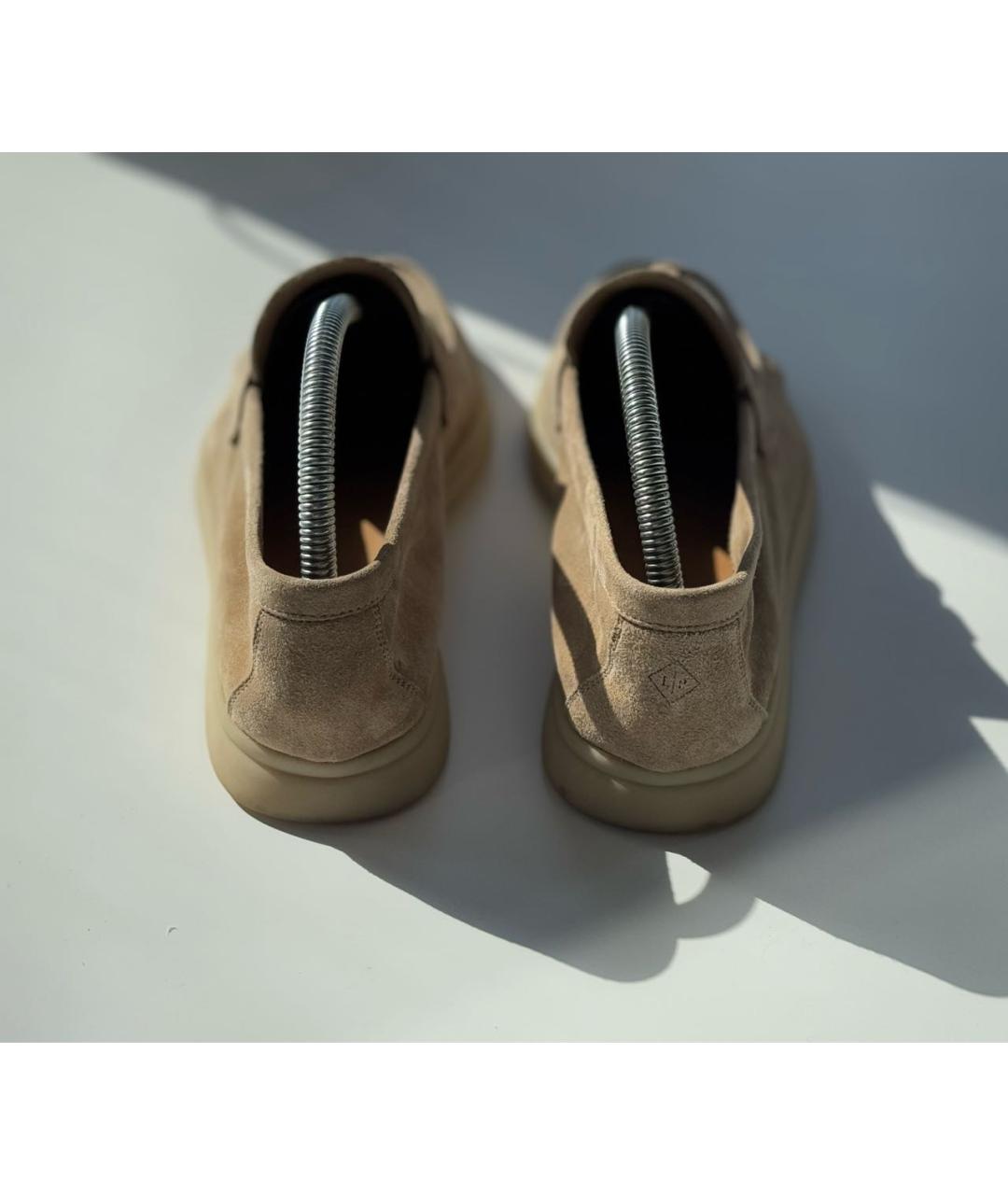 LORO PIANA Бежевые нубуковые лоферы, фото 3