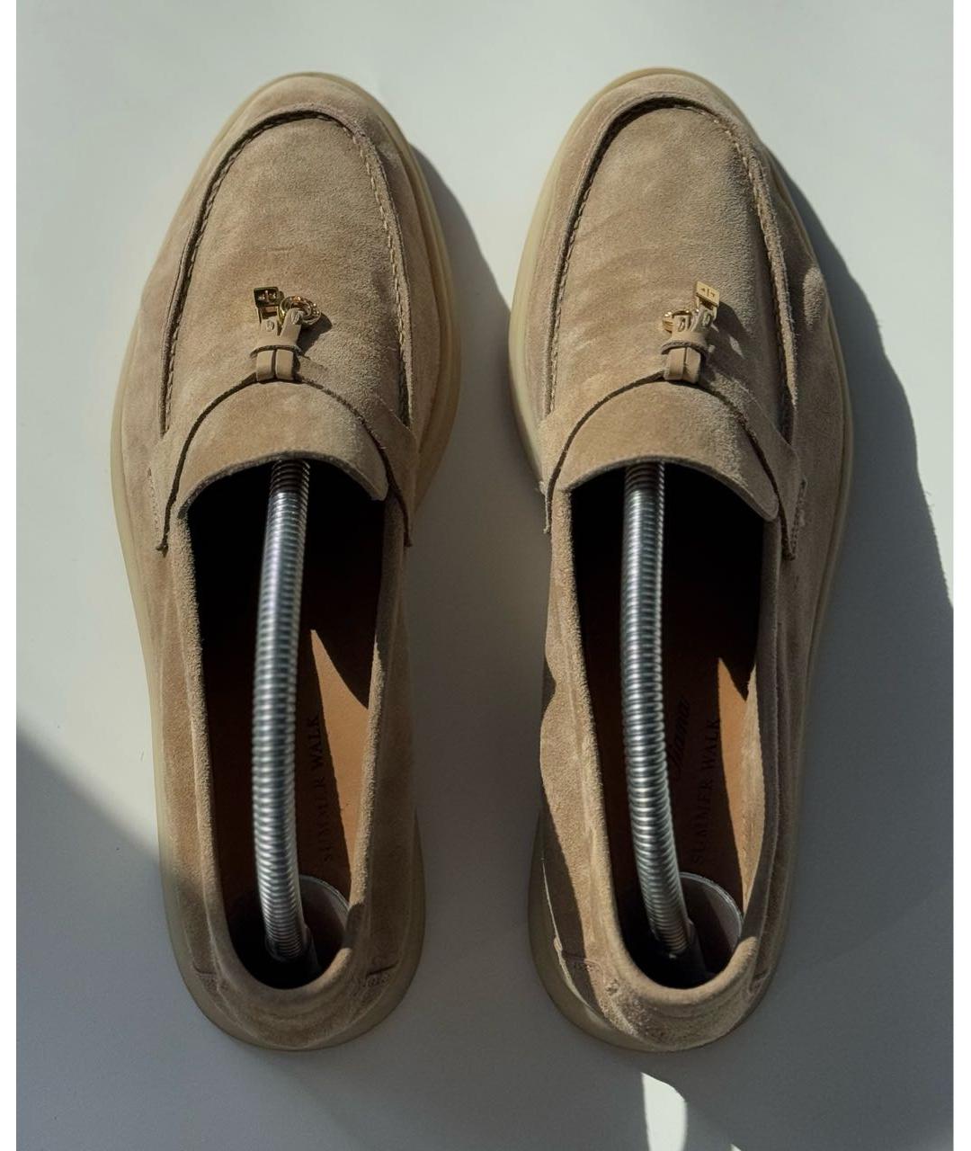 LORO PIANA Бежевые нубуковые лоферы, фото 2