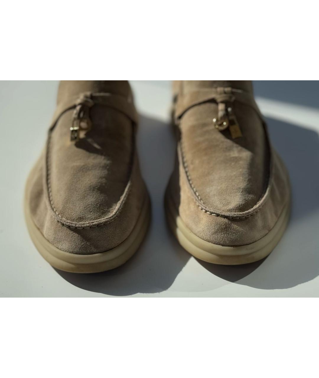 LORO PIANA Бежевые нубуковые лоферы, фото 4