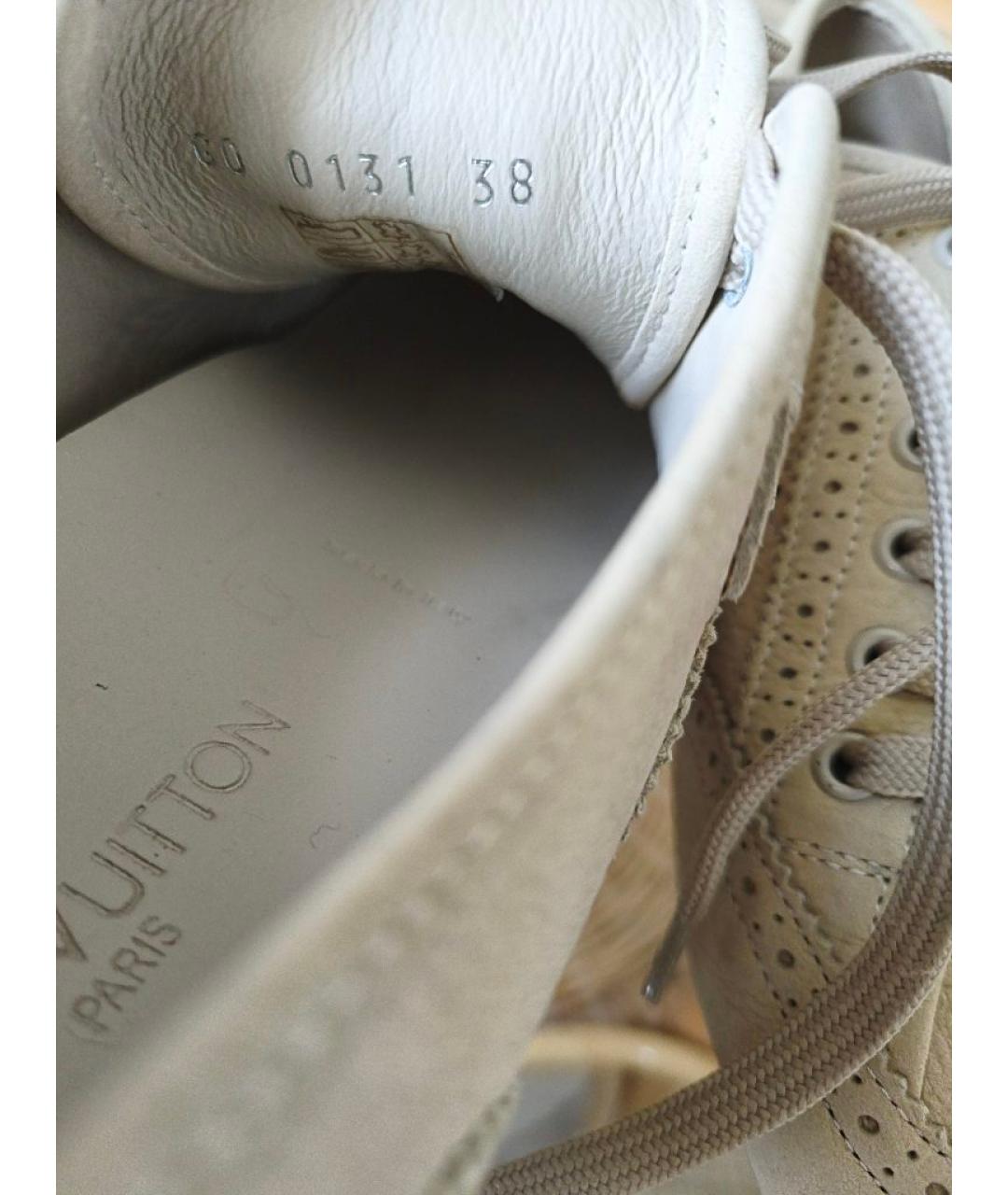 LOUIS VUITTON Бежевые кожаные кроссовки, фото 7
