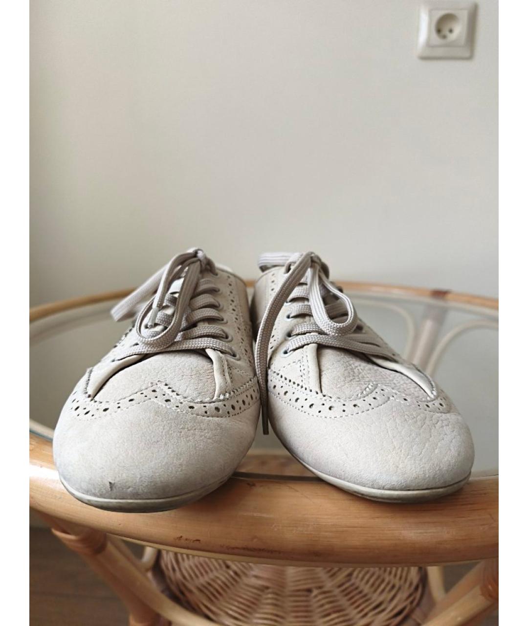 LOUIS VUITTON Бежевые кожаные кроссовки, фото 5