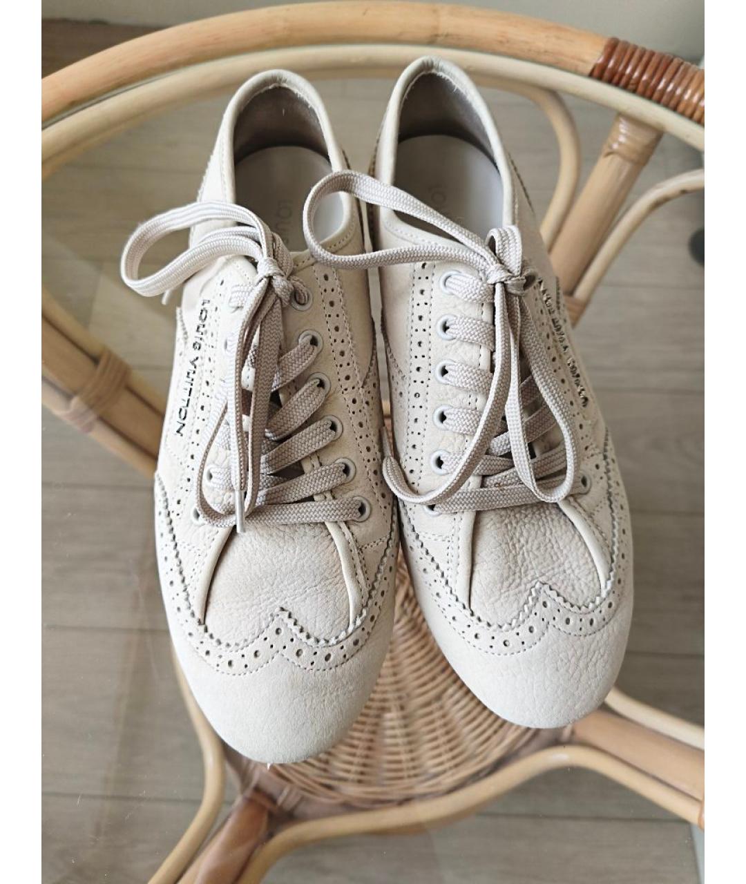 LOUIS VUITTON Бежевые кожаные кроссовки, фото 2