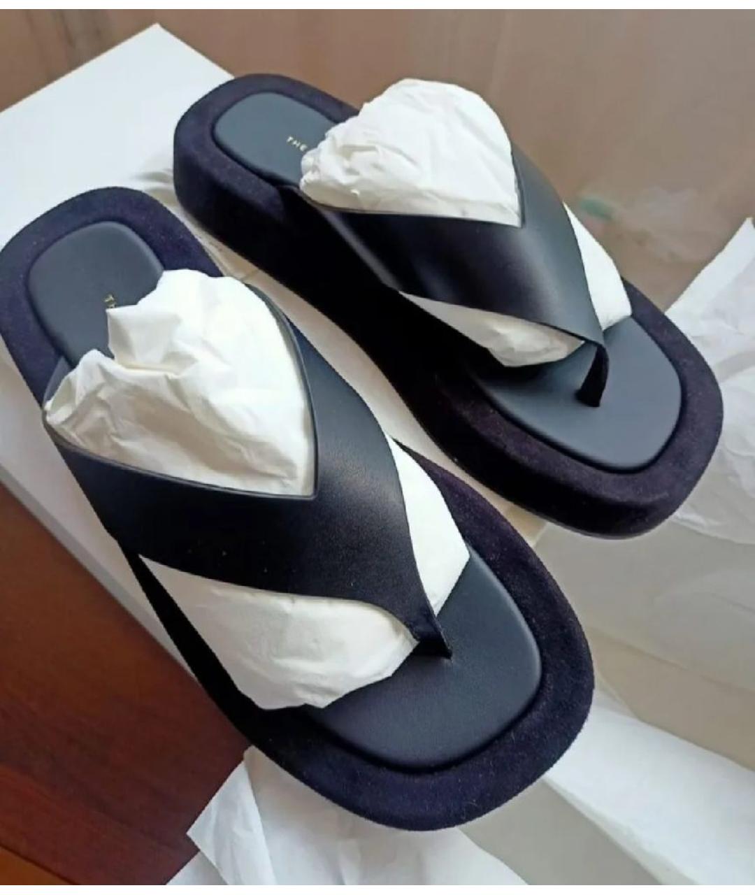 THE ROW Черные кожаные шлепанцы, фото 4