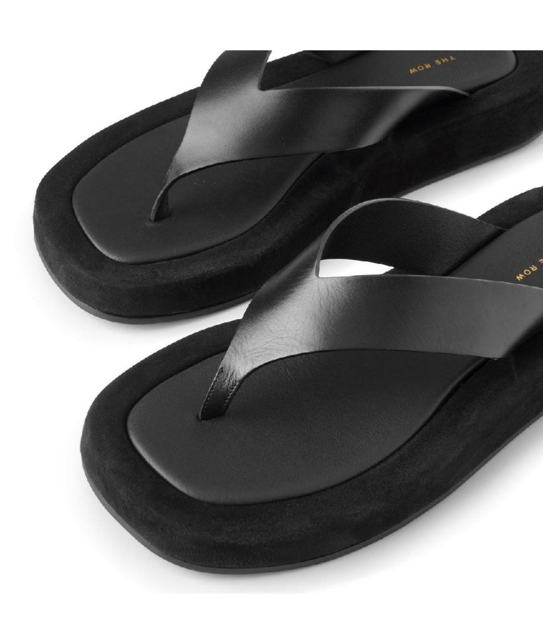 THE ROW Черные кожаные шлепанцы, фото 2