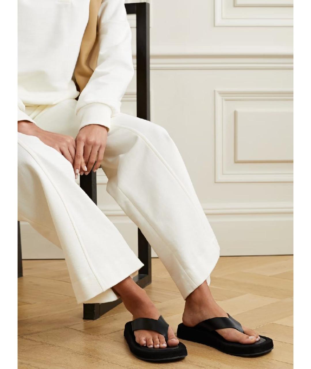 THE ROW Черные кожаные шлепанцы, фото 3