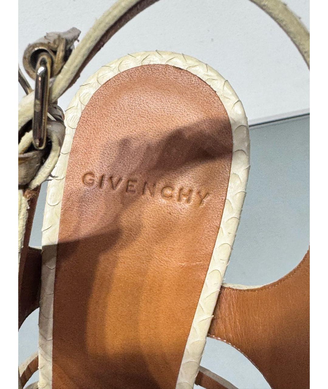 GIVENCHY Бежевые босоножки из экзотической кожи, фото 6