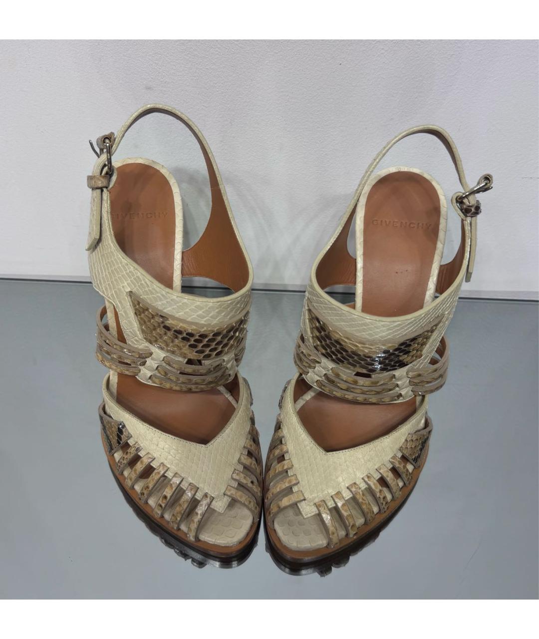 GIVENCHY Бежевые босоножки из экзотической кожи, фото 5