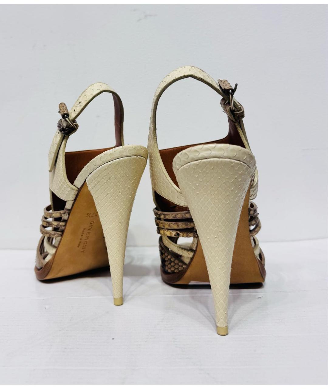 GIVENCHY Бежевые босоножки из экзотической кожи, фото 4